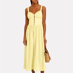 NWT Staud Amaya MIDI Dress 🌻🌼- Yellow - Cotton Poplin - Size 8